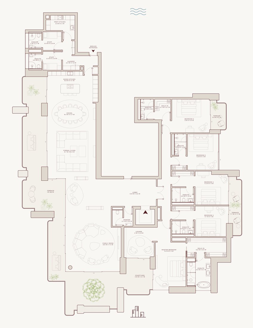 5-bedroom residence, Type A layout
