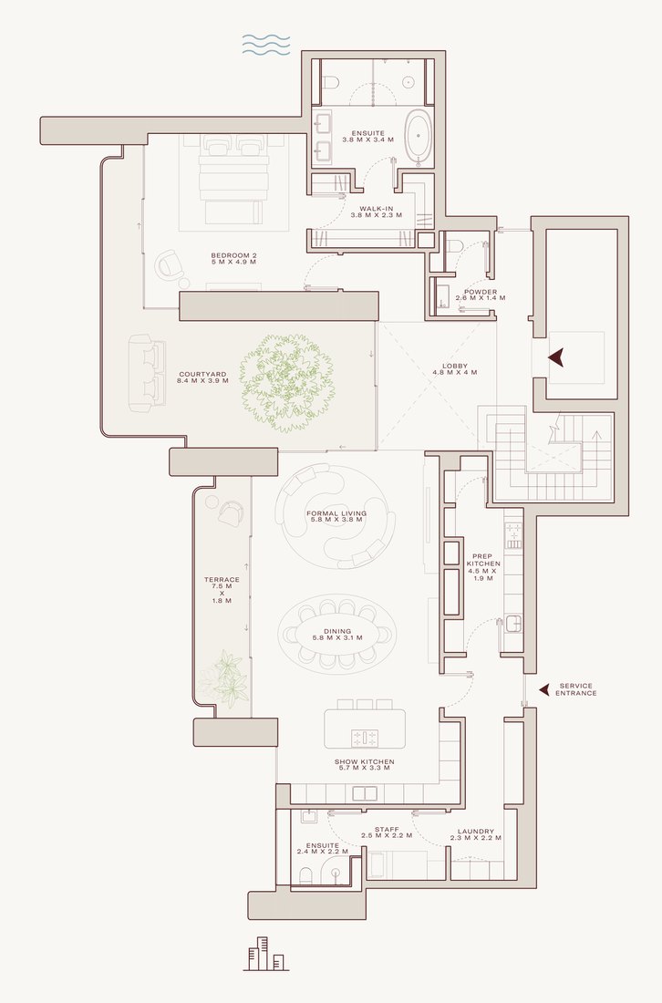 4-bedroom duplex, Type A, lower level